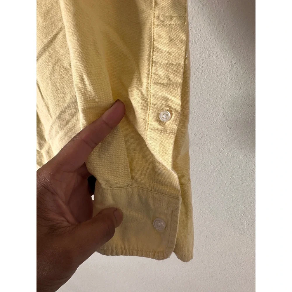 J. Crew Mens Flex Oxford Button Down Shirt Yellow Slim Fit Cotton Size S